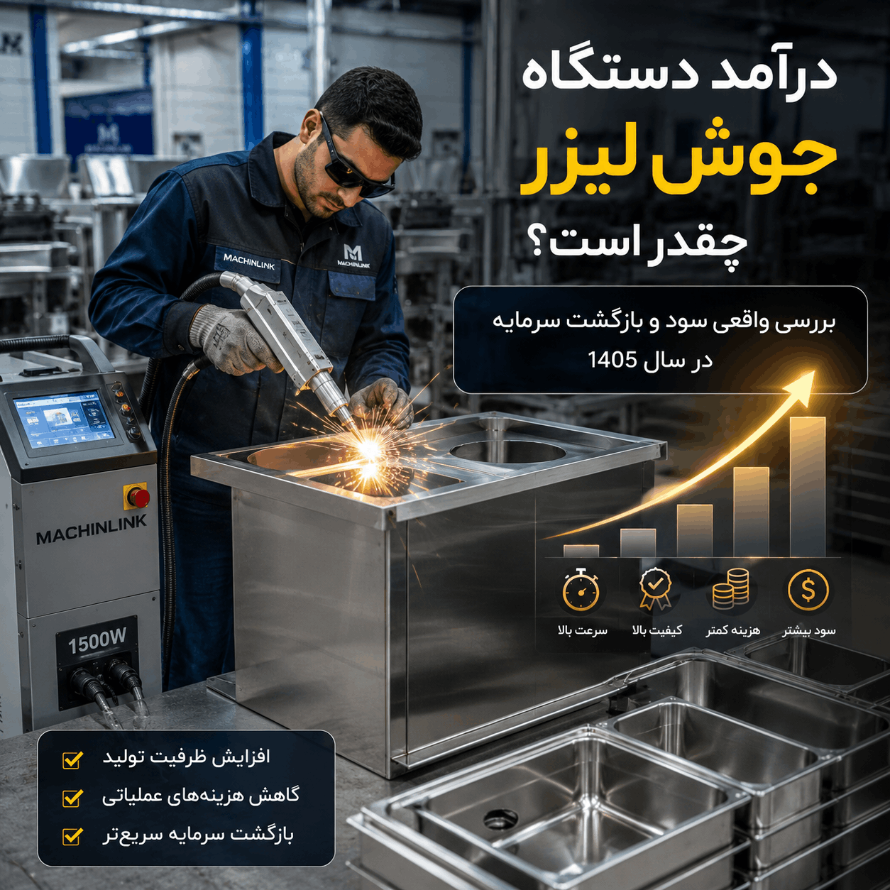 درآمد و سود دستگاه جوش لیزر در کارگاه صنعتی